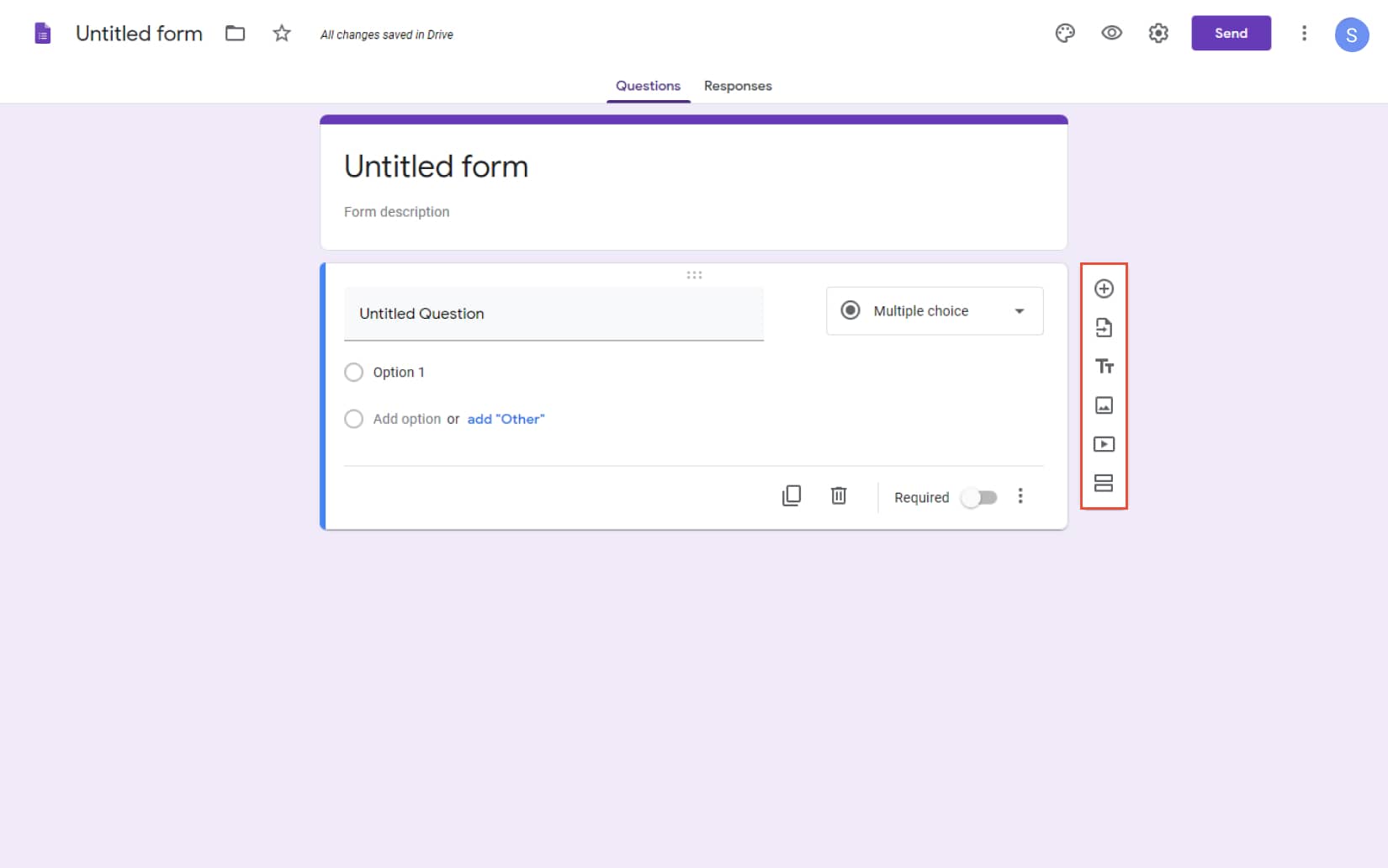 Create a new Form with Google Forms