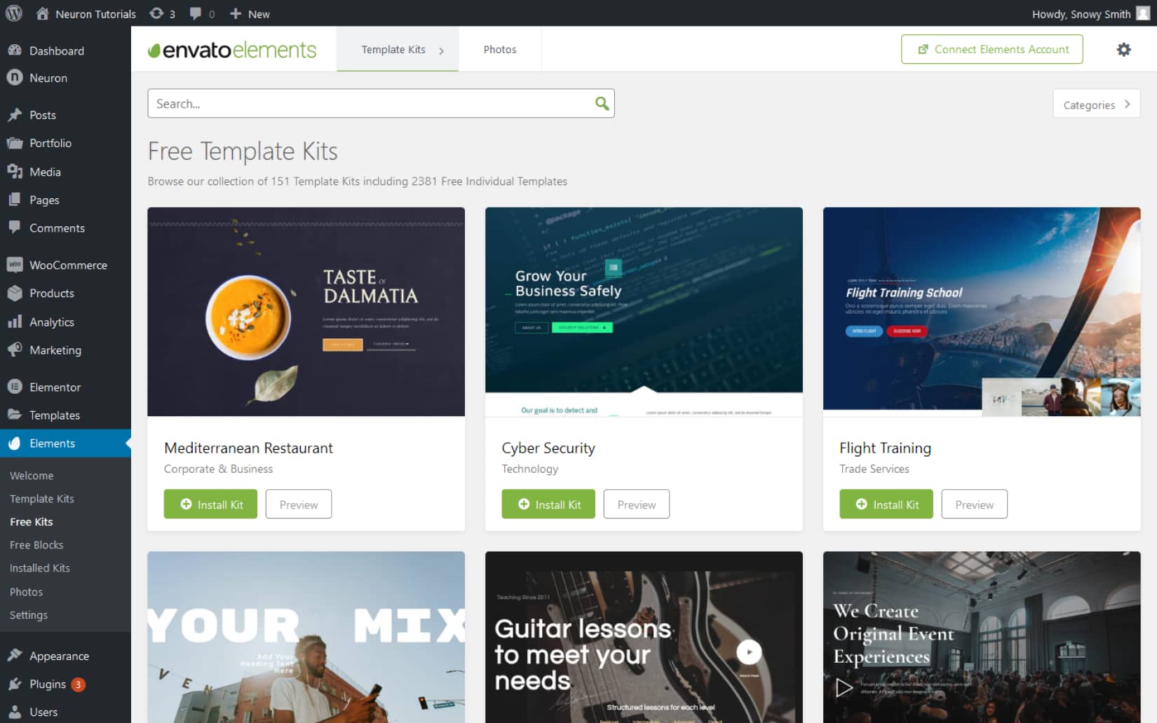 Free Elementor Template Kits with Envato Elements