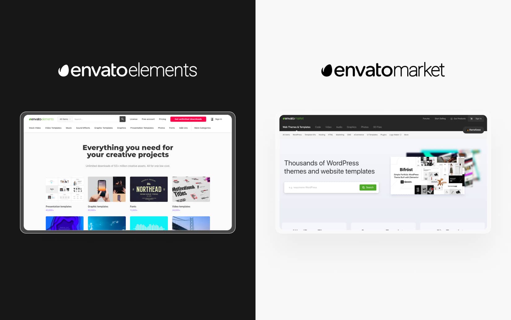 Envato Elements vs Envato Market - The differences