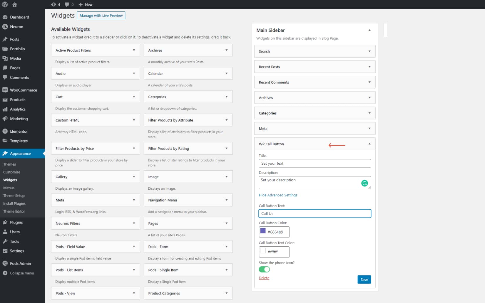 How to add a click-to-call button on the sidebar
