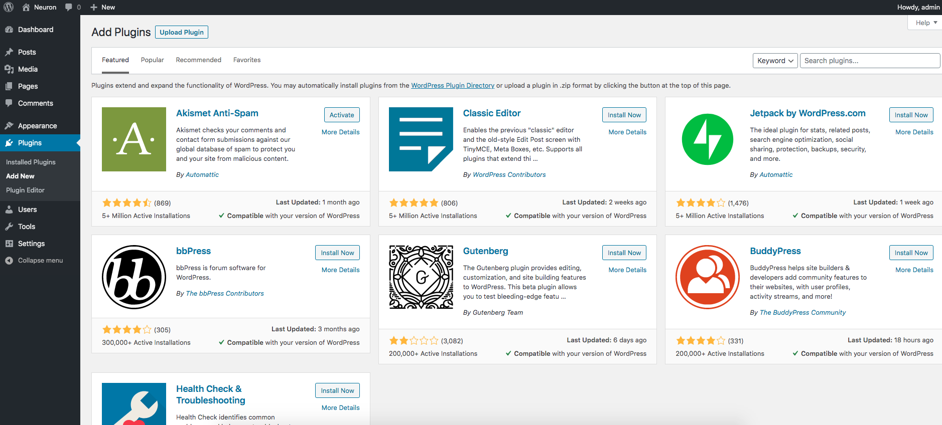 how to install plugins with WordPress.org