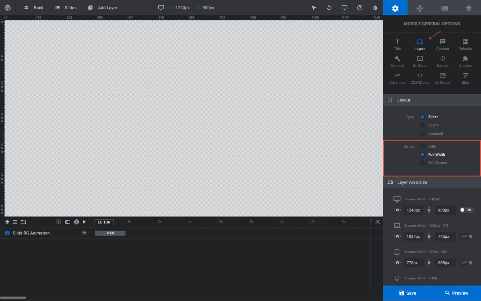 Slider Revolution Size of the Layout
