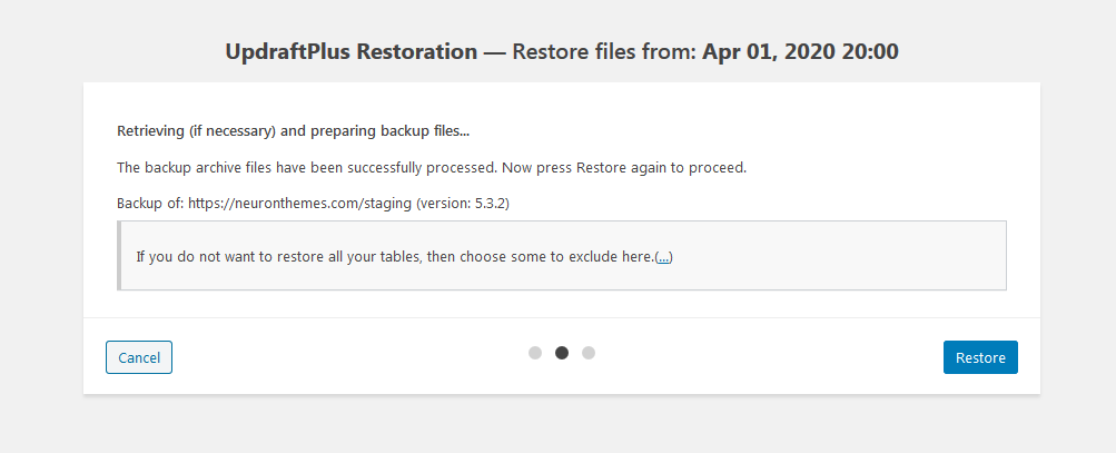 UpdraftPlus how to restore your data part  WordPress