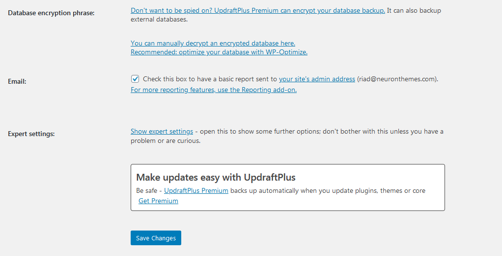 UpdraftPlus ‹ save changes to store your data in Google Drive WordPress