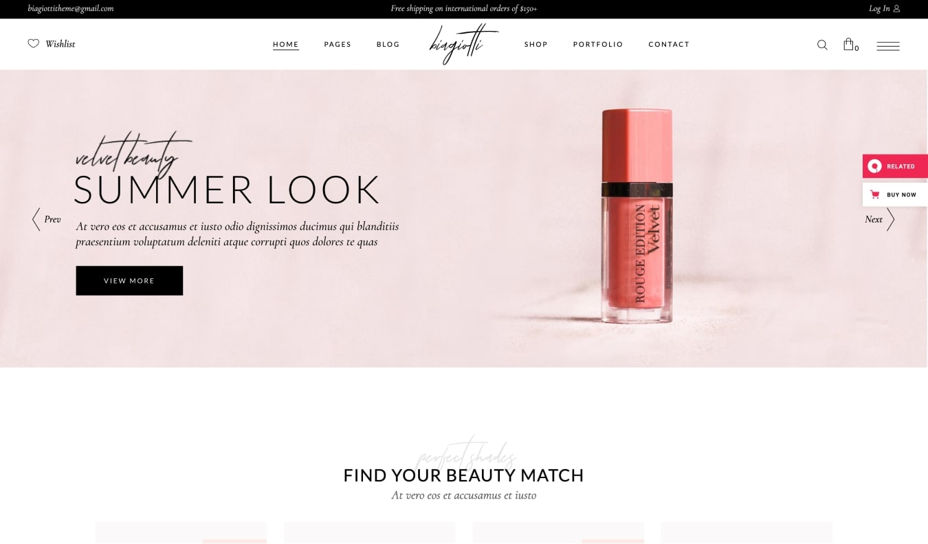 Biagiotti wordpress theme for online store