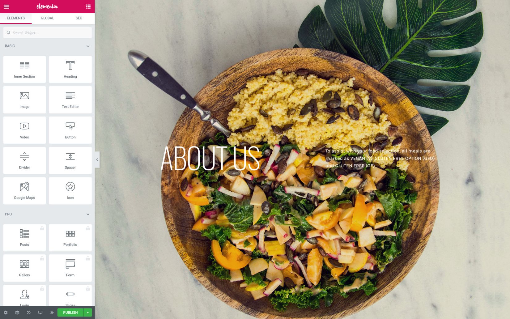 how to create an about us page with elementor