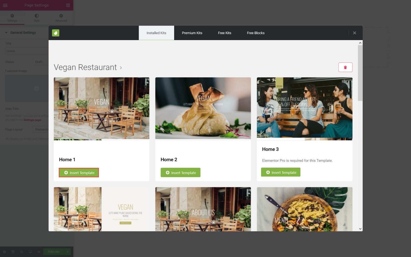 insert envato elements from elementor